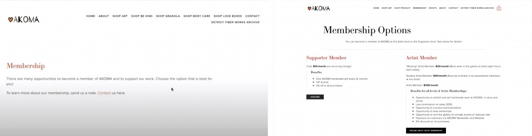 AKOMA website Before and After 
