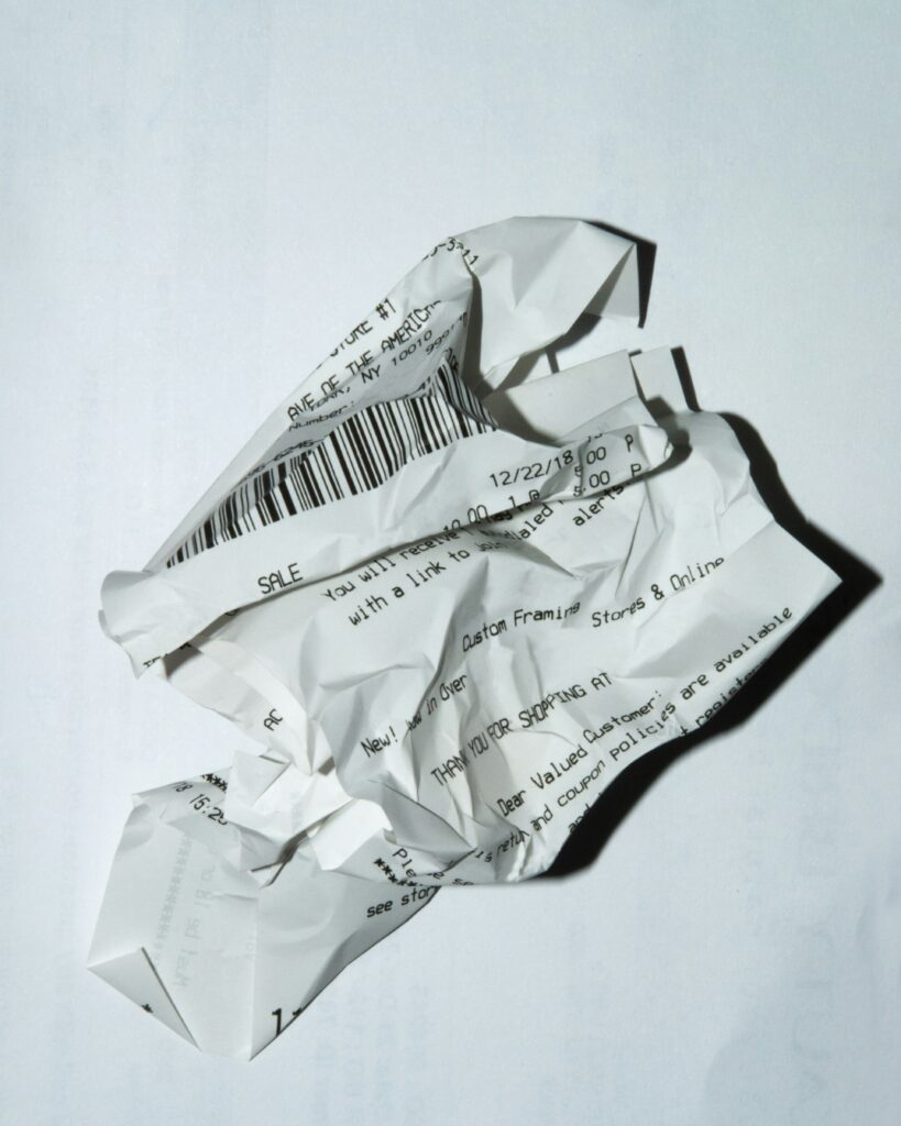 crumpled receipt